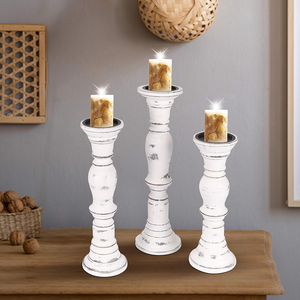 Candelabros de Madera para Velas de Pilar, Columnas Redondeadas, Portavelas de Madera Sostenible, Rústicos y Naturales para Mesa - Product Image 5