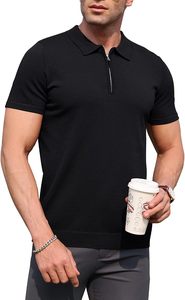 <b>Zipped</b> Plain <b>Polo</b> Mens T <b>Shirt</b> Soft Cotton Breathable Casual Short Sleeve Comfortable Apparel - Product Image 3