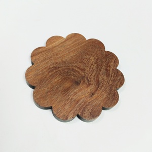 Handmade Natural Wooden Coaster Set of 4, Rustic Scalloped Edge Drink Coasters, Solid Wood Tea Coffee <b>Cup</b> <b>Mat</b> Kitchen Decor Gift - Product Image 6