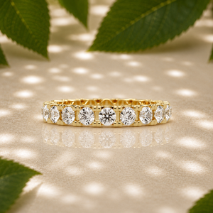 แหวนวงกลมขอบหยักแบบ U ประดับเพชรแล็บโกรว์ ทองคำขาว 14K แหวนแต่งงาน แหวนครบรอบ ขายส่ง - Product Image 1