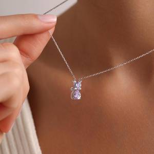 Pendentif chaton en zircon blanc, bijou cadeau pour elle - Product Image 5