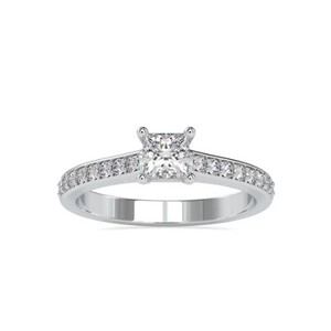 Anillo de Compromiso y Boda de Moissanita con Corte Princesa, Plata de Ley Chapada en Oro Blanco, Joyería Fina Elegante y de Lujo, Regalo para Fiesta - Product Image 3