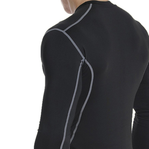 Men's <b>Black</b> <b>Long</b> <b>Sleeve</b> Compression Shirt Quick Dry Polyester Base Layer <b>Top</b> for <b>Gym</b> Training and Sports - Product Image 6