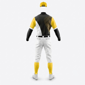 Ensemble de maillot et pantalon de baseball personnalisé pour homme, blanc, jaune, noir, sublimé, respirant, en polyester, pour toutes les saisons, vêtements pour adultes - Product Image 2