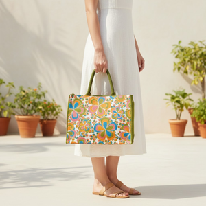 Sac de plage en jute écologique durable de qualité supérieure, imprimé sur mesure, avec poignée longue |   Tissu sans azo pour le shopping, les voyages et les loisirs - Product Image 2