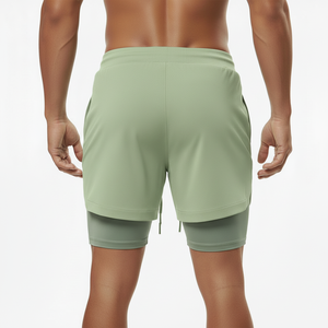 Nouveaux shorts de sport pour hommes 100% polyester, séchage rapide, double couche, 2-en-1, pour la course à pied, le fitness et l'entraînement, pour garçons - Product Image 2