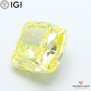CVD Lab Grown Diamond 6.00 Carat with IGI Certified <b>Square</b> Cushion Cut VS1 Clarity Fancy Vivid Yellow Color for Trendy Ring - Product Image 3
