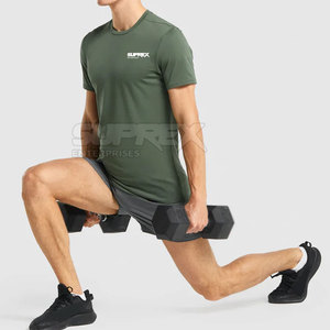 Camiseta Deportiva Flexible para Hombre, Transpirable, Elástica, de Secado Rápido, para Entrenamiento Físico, de Manga Corta Tejida - Product Image 3
