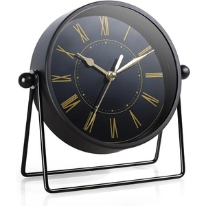 Modern Black Metal <b>Clock</b> Elegant Home Display <b>Clock</b> <b>Table</b> <b>Clock</b> Minimal Design For Stylish Interior Handcrafted From India - Product Image 1