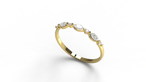 Vintage 18K Gold Round And Marquise Cut Diamond <b>Ring</b> Band <b>Stacking</b> Band <b>Ring</b> Anniversary Gift Fine Jewelry for Women - Product Image 2