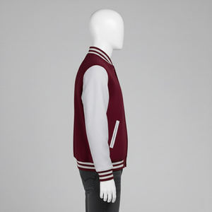 Veste universitaire pour homme de couleur marron avec manches et bandes blanches, col à capuche, broderie imperméable sur le devant, streetwear d'hiver décontracté - Product Image 3