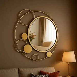 Luxury Artistic Gold Finished Metal <b>Frame</b> Mirror For Gifting Suitable For Housewarming Weddings And Special Events From India - Product Image 5