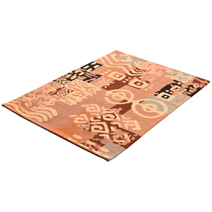 Tapis moderne en soie tufté à la main, motif géométrique tribal d'inspiration africaine, 5x7 pieds - Product Image 5