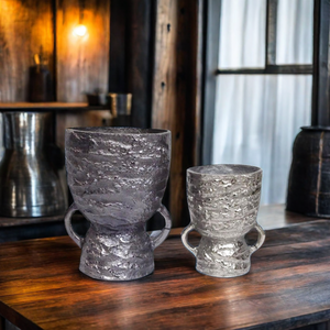 Modern Cast Aluminium Tabletop Vase Black and Silver Finish <b>Metal</b> Crafts for Home Decor - Product Image 1