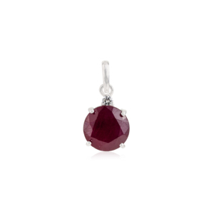 Stunning Round Cut Single Stone Natural <b>Ruby</b> Gemstone 925 Sterling Silver Fine Pendant For Women's Daily Wear Jewelry - Product Image 1