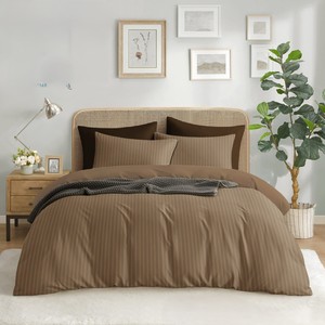 Rắn trắng sọc Vua kích thước sợi nhỏ <span class=keywords><strong>bedding</strong></span> Set 100% polyester bao gồm tấm phẳng được trang bị tấm hai vỏ gối cho khách sạn - Product Image 4