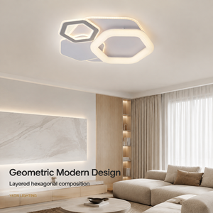 Plafonnier LED moderne en acrylique géométrique à intensité variable avec télécommande 140W, montage en surface pour salon et chambre - Product Image 2