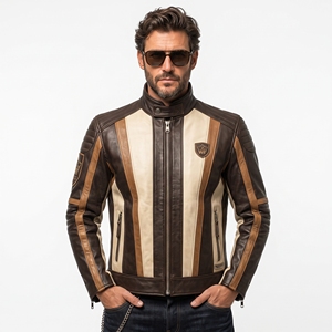 Men Leather <b>Jacket</b> Professional Style Leather Outerwear Comfortable Fit Durable Material Classic Design For Casual Wear Travel - Product Image 1