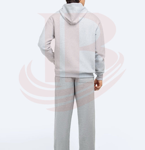 Sweat-shirt à capuche gris clair pour homme, coupe classique, en coton French Terry, avec poche kangourou, décontracté, manches longues, pour tous les jours - Product Image 2
