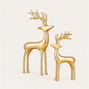 Luxury <b>Gold</b> Reindeer Figurine Set Of 2 Modern Christmas Deer Sculptures For Home Decor Elegant Brass Metal Elk <b>Statues</b> Decor - Product Image 5