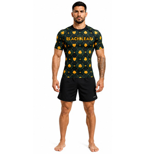 Camiseta de Compresión de Manga Corta para Hombre Black Leaf, Diseño de Nubes Rojas, Secado Rápido, Spandex y Poliéster, para MMA - Product Image 6