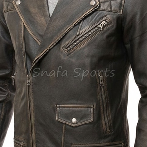 Blouson en cuir classique zippé pour homme, best-seller, vêtement élégant pour homme, blouson bomber pour l'extérieur, en vente - Product Image 3