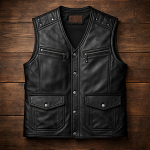 Chaleco de Motocicleta Personalizado Unisex con Cuello Alto, Cuero Genuino, Resistente al Viento e Impermeable, Ropa de Abrigo para Otoño - Product Image 2