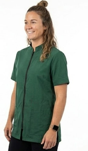 Tablier de toilettage pour animaux imperméable à manches courtes pour femme avec taille ajustable en nylon et coton, col montant écologique - Product Image 3