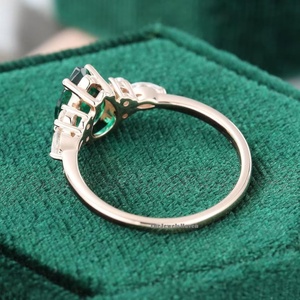 Luxury Jewelry Solid Sterling <b>Silver</b> Gemstone <b>Rings</b> Rose <b>Silver</b> teardrop Plated Classic Emerald Engagement <b>Ring</b> Women Wedding - Product Image 3