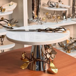 Aluminum Silver Color Cake <b>Sweets</b> Cake Stand For Wedding <b>Party</b> Usem Attractive Design Decorative Cake Server - Product Image 3