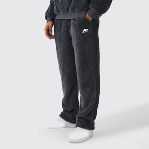 Men's Wholesale Fleece Sweatpants Custom Logo <b>Sherpa</b> <b>Joggers</b> Loose Fit Streetwear Y2K Casual Warm Bottoms for USA Apparel Brands - Product Image 1