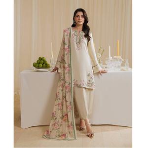 Trajes de Lujo Farshi de 2 Piezas para Mujer, Estilo Modesto Formal, Diseño Sólido con Decoración de Encaje y Cuentas, Estilo Pakistaní e Indio, Venta al Por Mayor en Pakistán - Product Image 1