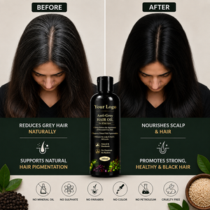 Aceite Anticanas de Marca Privada para la Canedad Prematura, Pigmentación Natural del Cabello y Cuidado del Cuero Cabelludo |   Aceite Capilar Herbal - Product Image 2