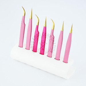 Pince à cils en fibre d'acier inoxydable Pince à cils incurvée 45 Pince à cils à 90 degrés pour faux cils - Product Image 1