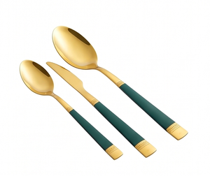 Ensemble de couverts à manches vertes, élégants, en acier inoxydable, avec poignées design, pour la salle à manger, la cuisine, les mariages et la décoration de table de fête - Product Image 4