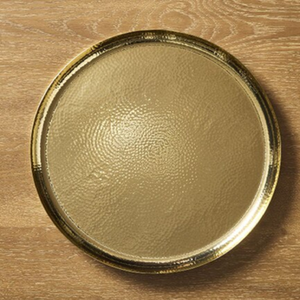 Assiette de présentation dorée martelée, durable et légère, pour table, banquet, mariage, service de nourriture - Product Image 1