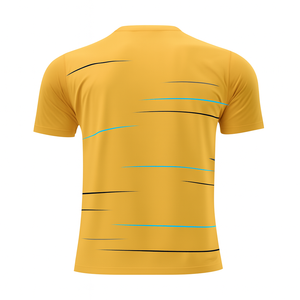 Camiseta de Fútbol Amarilla de Manga Corta para Hombre, Cuello Redondo, Absorbe la Humedad, Ropa Deportiva de Poliéster para Todas las Temporadas, Diseño a Rayas - Product Image 3