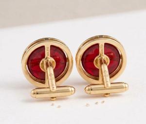 Boutons de manchette en verre avec pierres précieuses Rafay, laiton doré, bijoux de luxe pour homme, cadeau de mariage ou d'anniversaire - Product Image 4