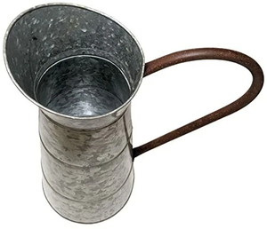 Rustic Galvanized Metal Pitcher Vase Farmhouse Decorative Flower Jugs with Handle Flower Pot for Home <b>Wedding</b> Table Deco Planter - Product Image 2