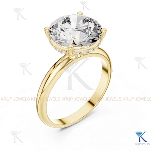 Brilliant Round Cut Hidden Halo Lab grown Diamond <b>Ring</b> trendy lab grown hpht/cvd Diamond <b>Ring</b> - Product Image 4