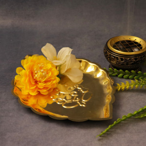 Brass Ganesh Leaf Shape Pooja <b>Plate</b> Traditional Decorative Puja Thali for Home Temple, Festivals and Gifting - Product Image 3