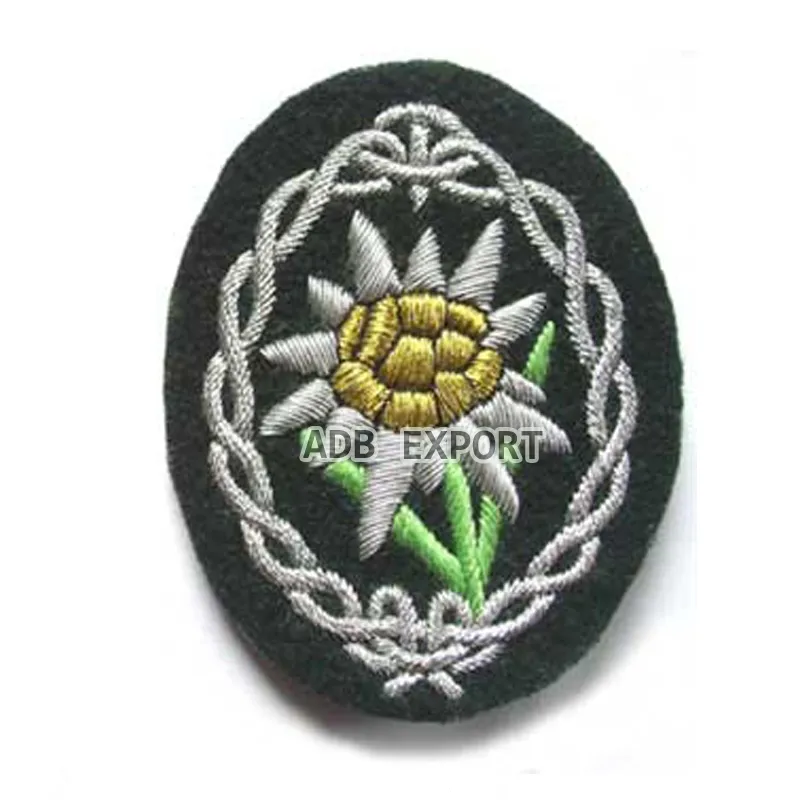 WW2 ALLEMAND Gebirgsjager Edelweiss manche patch Fait à la main de ADB EXPORT Le fabricant/Reproduction