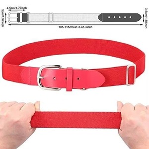 Custom Sports Baseball Softball Alloy Pin Buckle Adjustable <b>Elastic</b> Waist <b>Belt</b> PU Leather Uniform Youth Adult Teams 1.5" Width - Product Image 5
