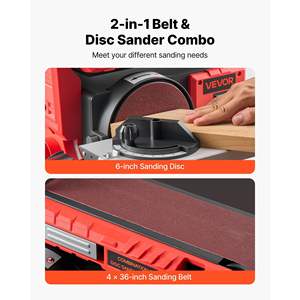 Lijadora Combinada Profesional de 400W con Disco de 6\" y Banda de 4\" x 36\", Mesa de Trabajo Ajustable de 0-45 Grados y Puerto de Recolección de Polvo para Trabajos en Madera - Product Image 3