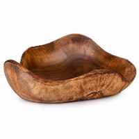 Bol de service artisanal en bois d'acacia de qualité supérieure avec bord naturel, sans BPA, pour salades et fruits, idéal pour les fêtes, la cuisine rustique et la table de salle à manger