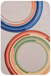 Hand Tufted Wool <b>Rug</b> Modern Geometric Abstract Arch Pattern Area <b>Rug</b> <b>Circular</b> Rings Designer Carpet Contemporary Handmade Decor - Product Image 2