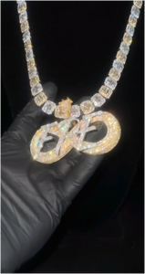 Pendentif Hip Hop en Moissanite pour Homme, Lettre Infinie Sertie de Pierres, Argent 925 Plaqué Or, Moissanite VVS Personnalisée - Product Image 5