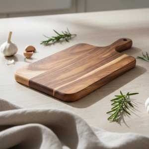 Tabla de Cortar Rectangular Rústica de Acacia para Preparación de Alimentos en la Cocina, Corte de Verduras, Rebanado de Frutas, Preparación de Carnes, Apta para Lavavajillas - Product Image 1