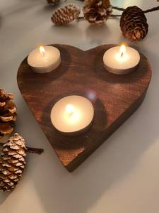 Wood Heart Shape <b>Tea</b> Light Holder For Valentine'S Day Home Decoration Heat Resistant Candle <b>Stand</b> - Product Image 6