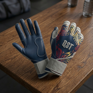 New Arrival Leather Baseball Batting Gloves Catcher Left Long Cuff Non-Slip Breathable Moisture Wicking <b>Hook</b> Loop Closure Adult - Product Image 2